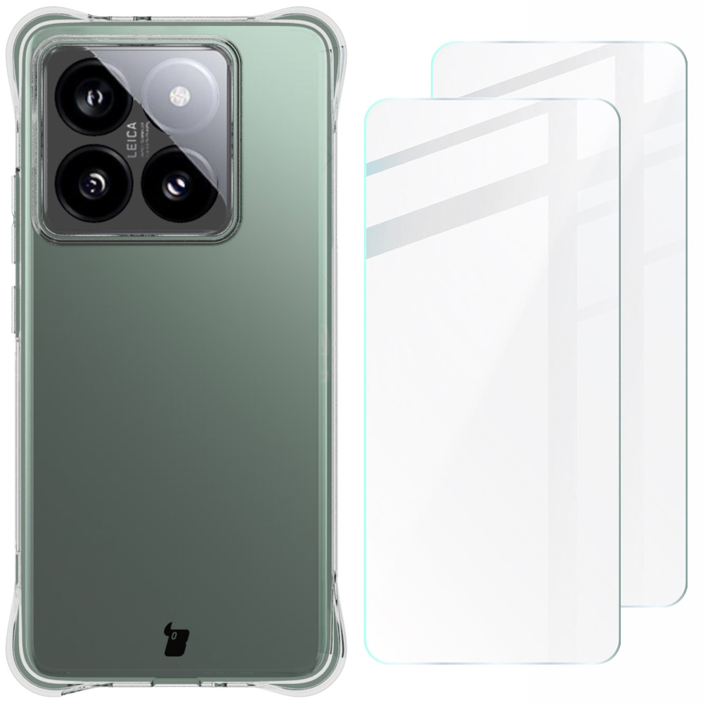Etui Bizon Case Salpa + szkło hartowane Bizon Glass Clear 2 - 2 sztuki, Xiaomi 14T Pro